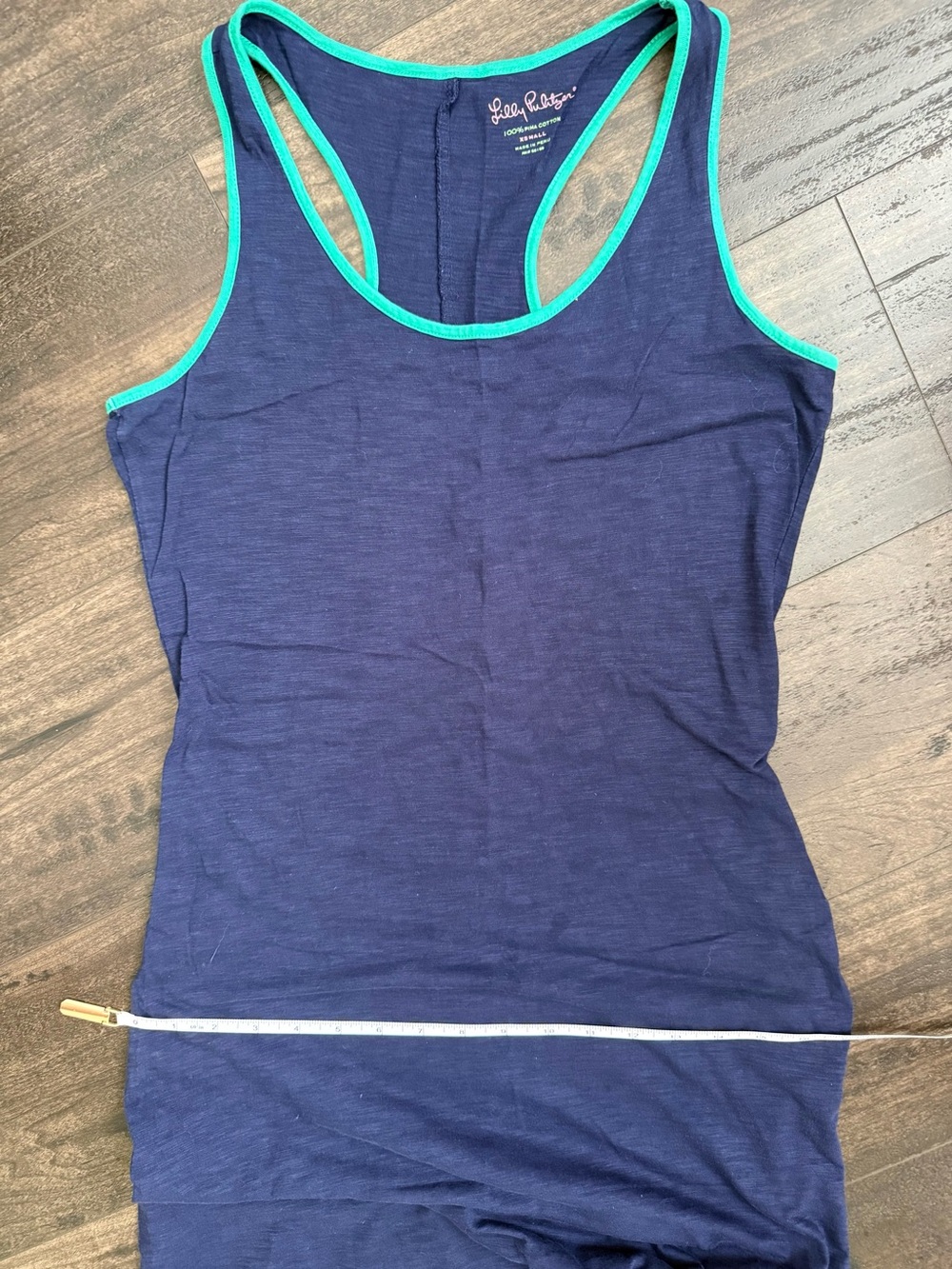 Lilly Pulitzer Treena Pima Cotton Racerback Maxi Dress Navy Green Trim XS Resort - Picture 8 of 9